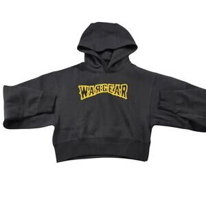 RawGear War Gear Cropped Hoodie Large Charcoal Yellow Logo NWT (686)